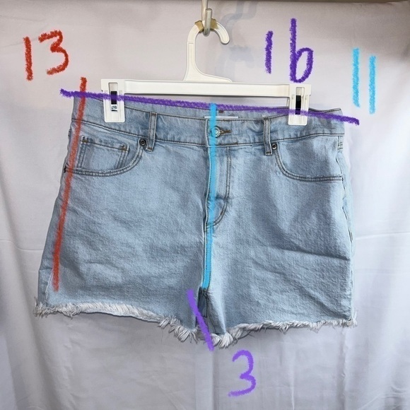 Loft Shorts Jean Curvy Fresh Cut High Rise Cut Off Raw Hem Bottoms Denim Shorts - Picture 4 of 9